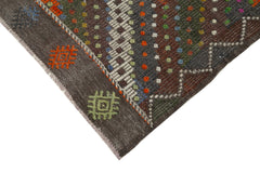 Geometric Kilim Kahverengi Geometrik Keçi Tüyü El Dokuma Halısı 185x296 Agacan