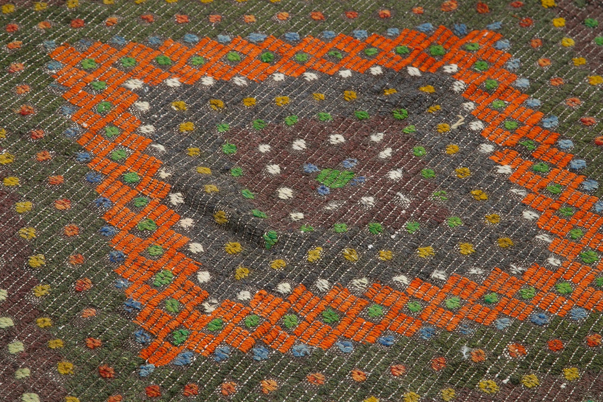 Geometric Kilim Kahverengi Geometrik Keçi Tüyü El Dokuma Halısı 185x296 Agacan