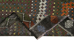 Geometric Kilim Kahverengi Geometrik Keçi Tüyü El Dokuma Halısı 185x296 Agacan