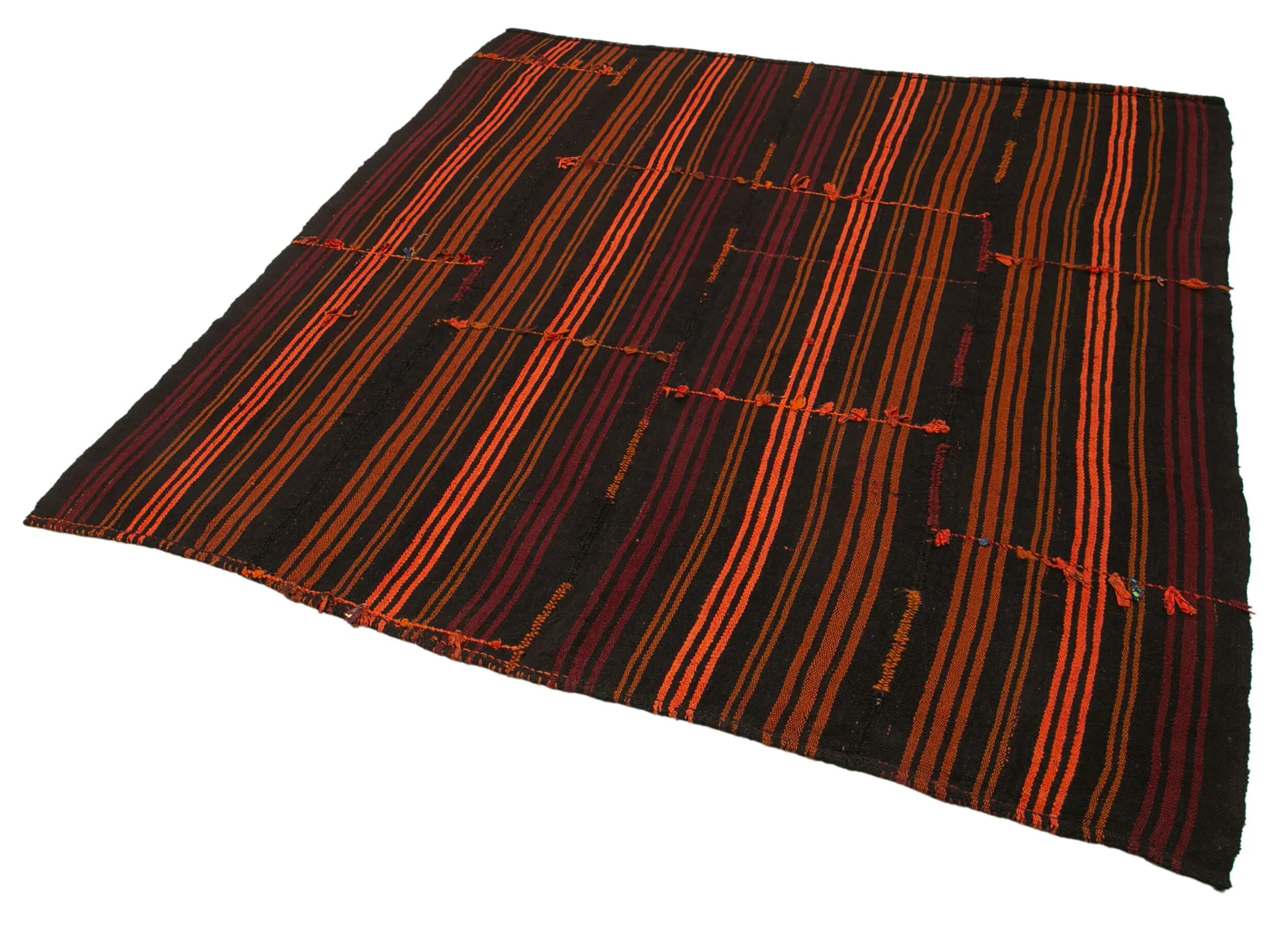 Geometric Kilim Kahverengi Geometrik Keçi Tüyü El Dokuma Halısı 180x210 Agacan