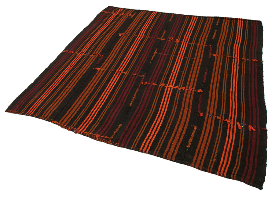 Geometric Kilim Kahverengi Geometrik Keçi Tüyü El Dokuma Halısı 180x210 Agacan