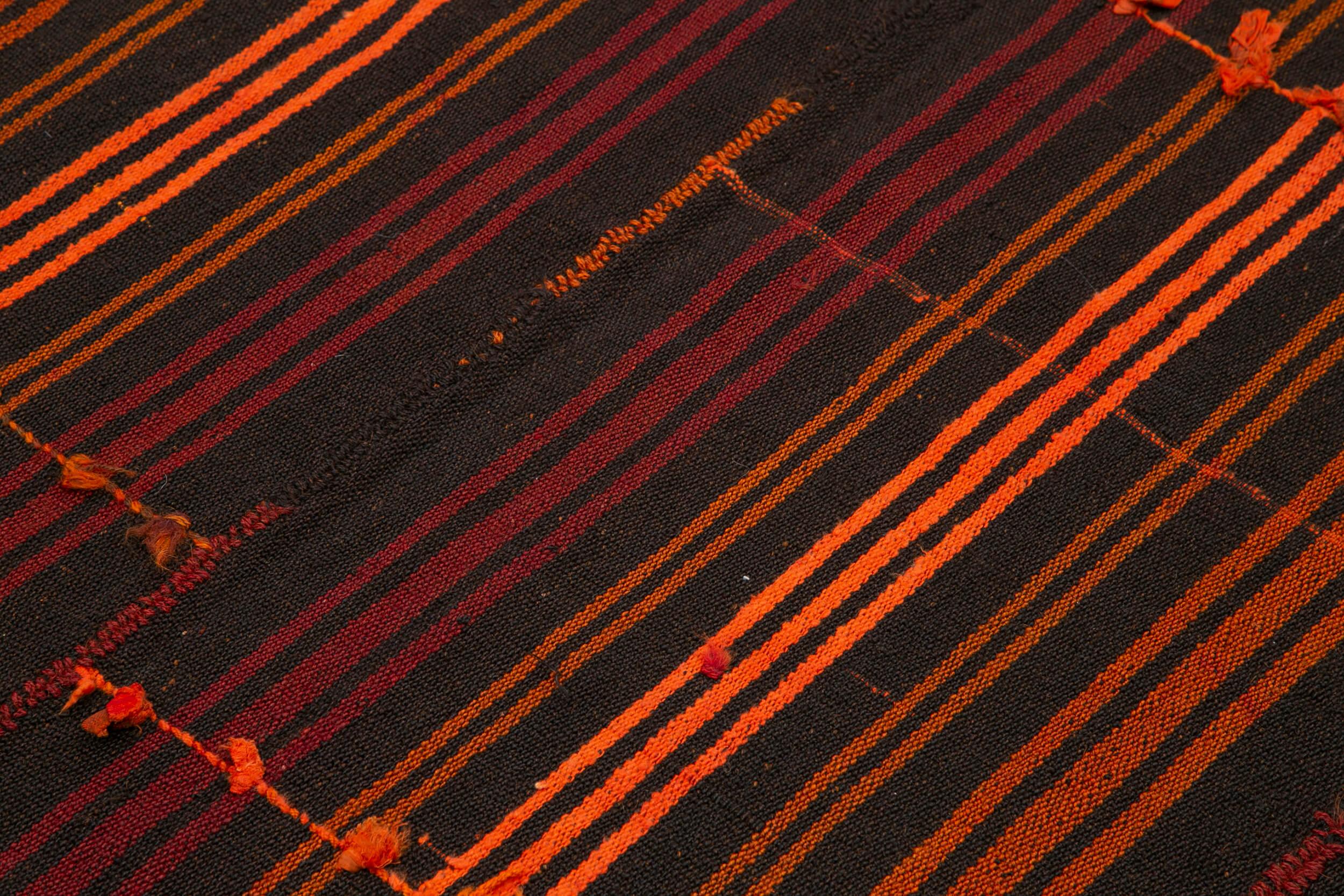 Geometric Kilim Kahverengi Geometrik Keçi Tüyü El Dokuma Halısı 180x210 Agacan