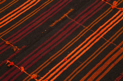 Geometric Kilim Kahverengi Geometrik Keçi Tüyü El Dokuma Halısı 180x210 Agacan