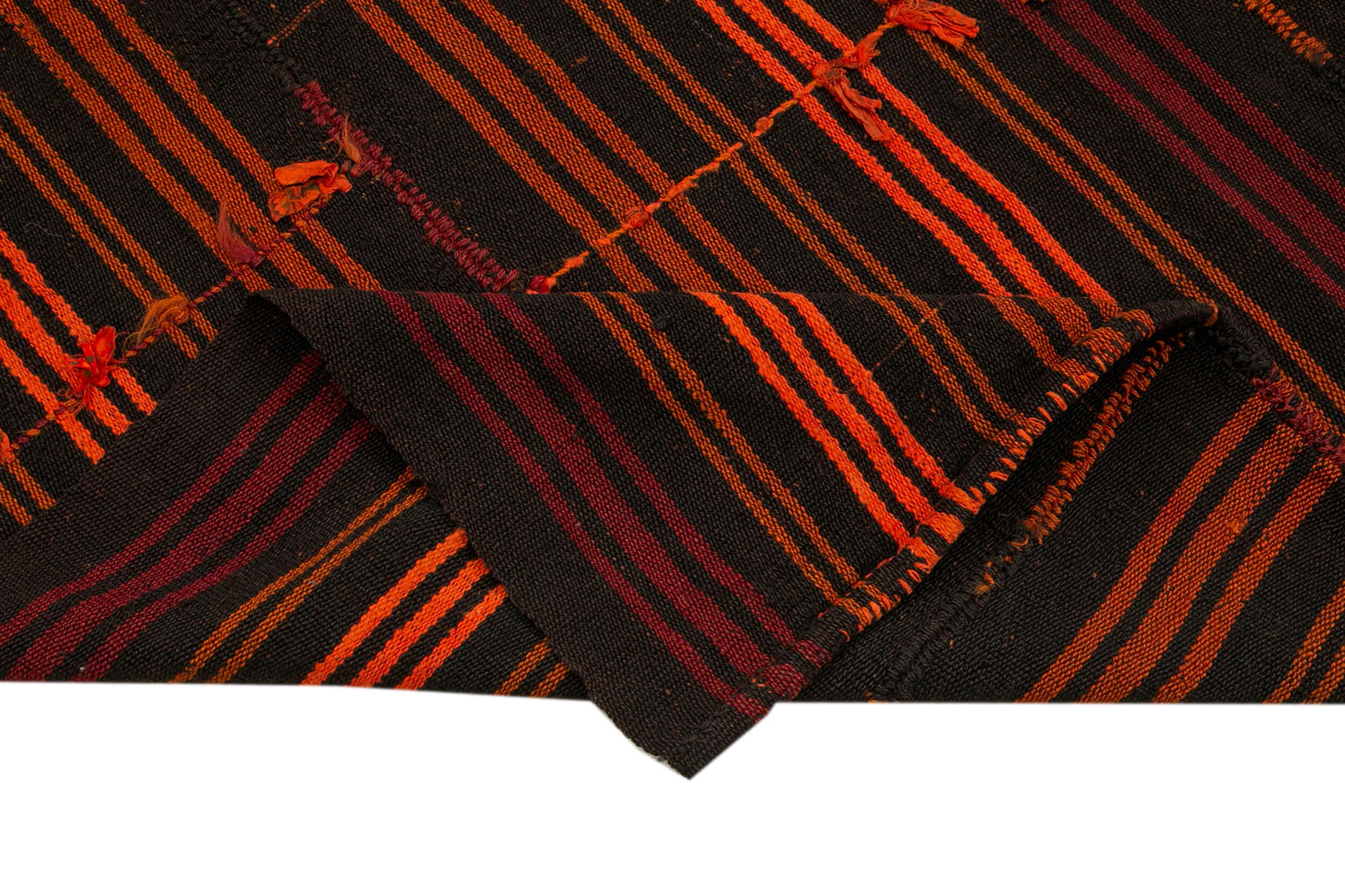 Geometric Kilim Kahverengi Geometrik Keçi Tüyü El Dokuma Halısı 180x210 Agacan