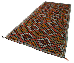 Geometric Kilim Beyaz Geometrik Keçi Tüyü El Dokuma Halısı 153x325 Agacan