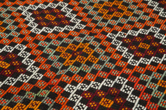 Geometric Kilim Beyaz Geometrik Keçi Tüyü El Dokuma Halısı 153x325 Agacan