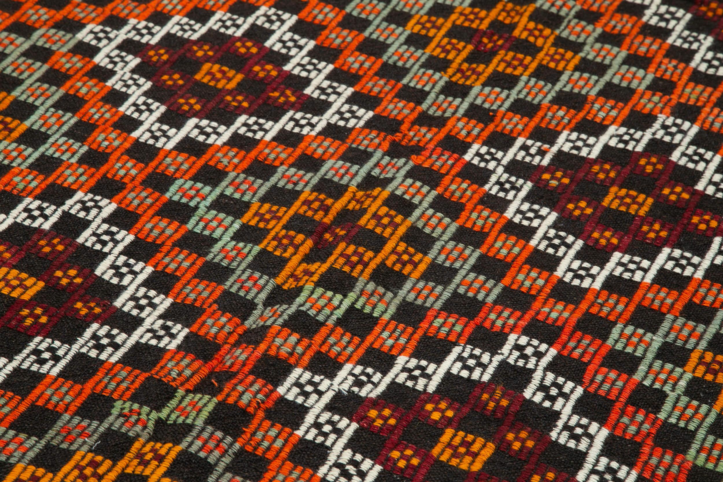 Geometric Kilim Beyaz Geometrik Keçi Tüyü El Dokuma Halısı 153x325 Agacan