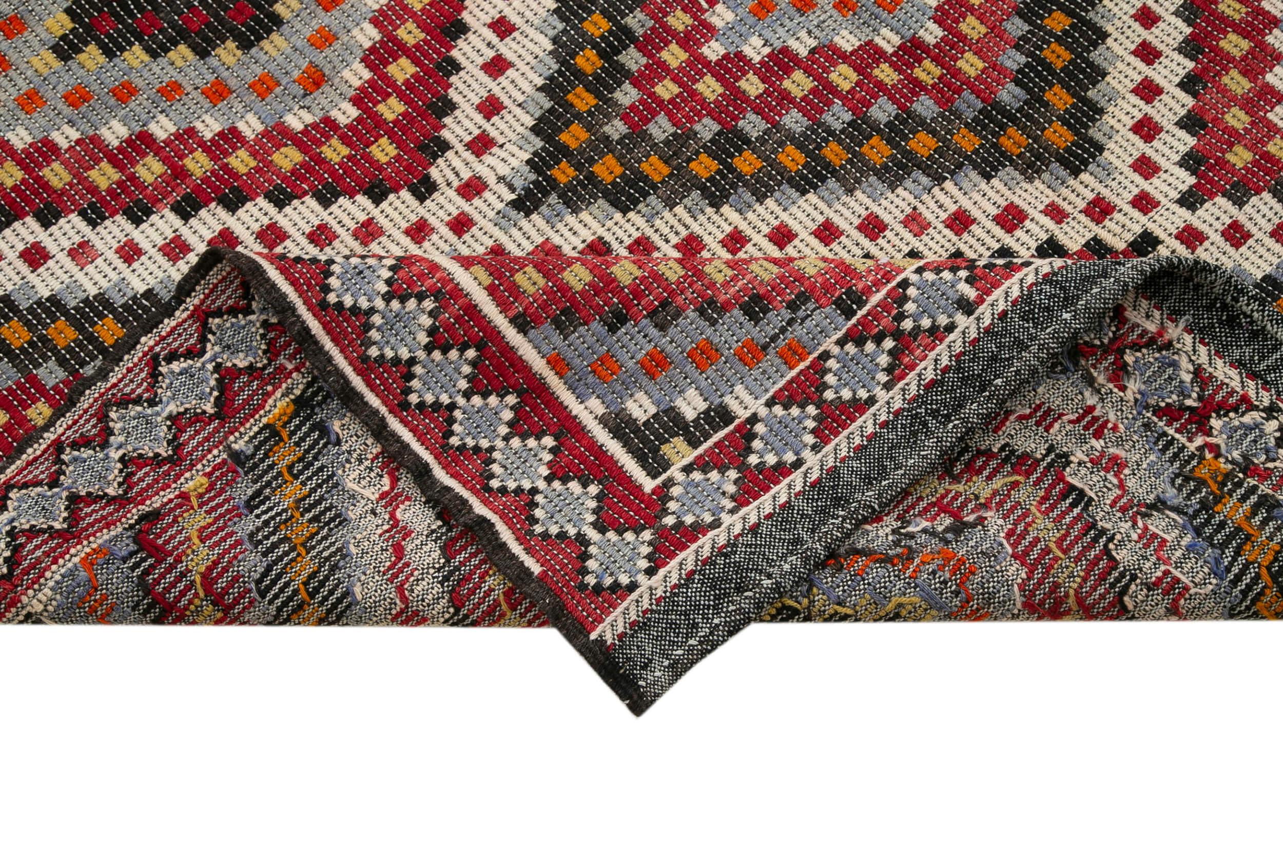 Geometric Kilim Beyaz Geometrik Keçi Tüyü El Dokuma Halısı 181x343 Agacan
