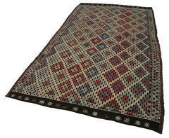 Geometric Kilim Kahverengi Geometrik Keçi Tüyü El Dokuma Halısı 163x235 Agacan