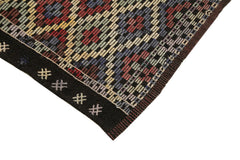 Geometric Kilim Kahverengi Geometrik Keçi Tüyü El Dokuma Halısı 163x235 Agacan