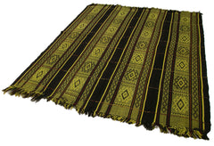 Geometric Kilim Sarı Geometrik Keçi Tüyü El Dokuma Halısı 190x229 Agacan