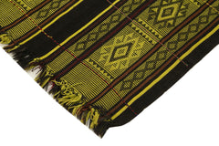 Geometric Kilim Sarı Geometrik Keçi Tüyü El Dokuma Halısı 190x229 Agacan