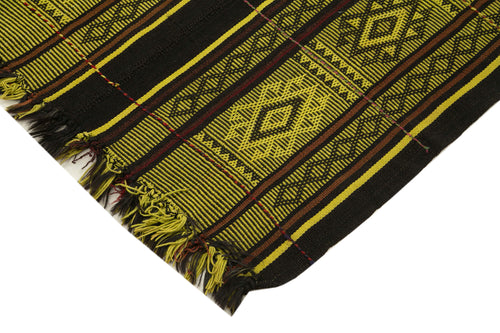 Geometric Kilim Sarı Geometrik Keçi Tüyü El Dokuma Halısı 190x229 Agacan