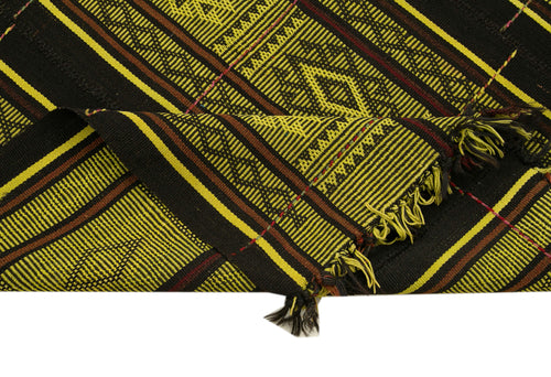 Geometric Kilim Sarı Geometrik Keçi Tüyü El Dokuma Halısı 190x229 Agacan