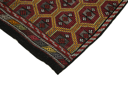 Geometric Kilim Kahverengi Geometrik Keçi Tüyü El Dokuma Halısı 168x285 Agacan