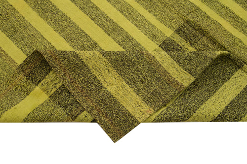 Geometric Kilim Yeşil Geometrik Keçi Tüyü El Dokuma Halısı 214x269 Agacan