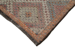 Geometric Kilim Bej Geometrik Keçi Tüyü El Dokuma Halısı 145x370 Agacan