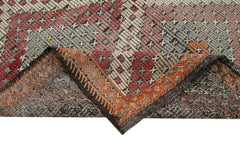 Geometric Kilim Bej Geometrik Keçi Tüyü El Dokuma Halısı 145x370 Agacan