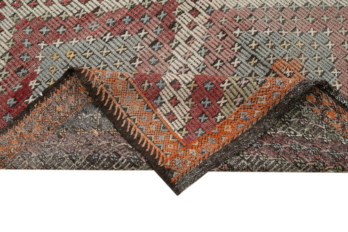 Geometric Kilim Bej Geometrik Keçi Tüyü El Dokuma Halısı 145x370 Agacan
