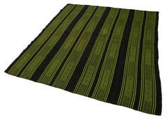 Geometric Kilim Kahverengi Geometrik Keçi Tüyü El Dokuma Halısı 180x213 Agacan