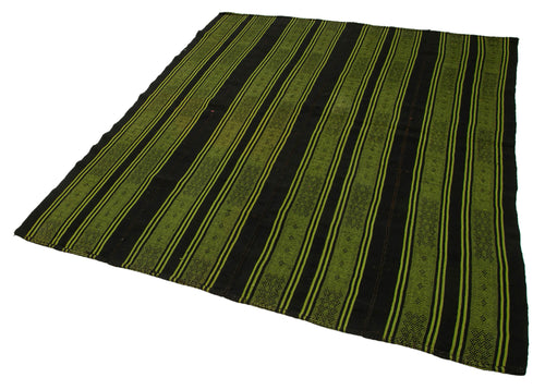 Geometric Kilim Kahverengi Geometrik Keçi Tüyü El Dokuma Halısı 180x213 Agacan