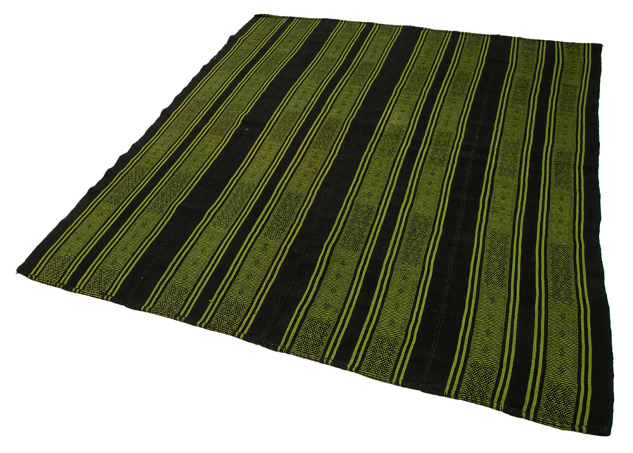 Geometric Kilim Kahverengi Geometrik Keçi Tüyü El Dokuma Halısı 180x213 Agacan