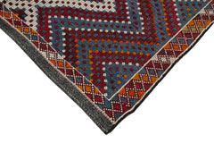 Geometric Kilim Beyaz Geometrik Keçi Tüyü El Dokuma Halısı 183x376 Agacan