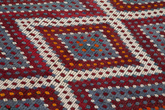 Geometric Kilim Beyaz Geometrik Keçi Tüyü El Dokuma Halısı 183x376 Agacan