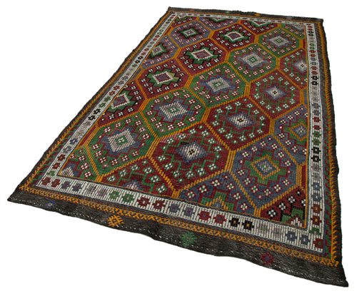 Geometric Kilim Beyaz Geometrik Keçi Tüyü El Dokuma Halısı 163x299 Agacan