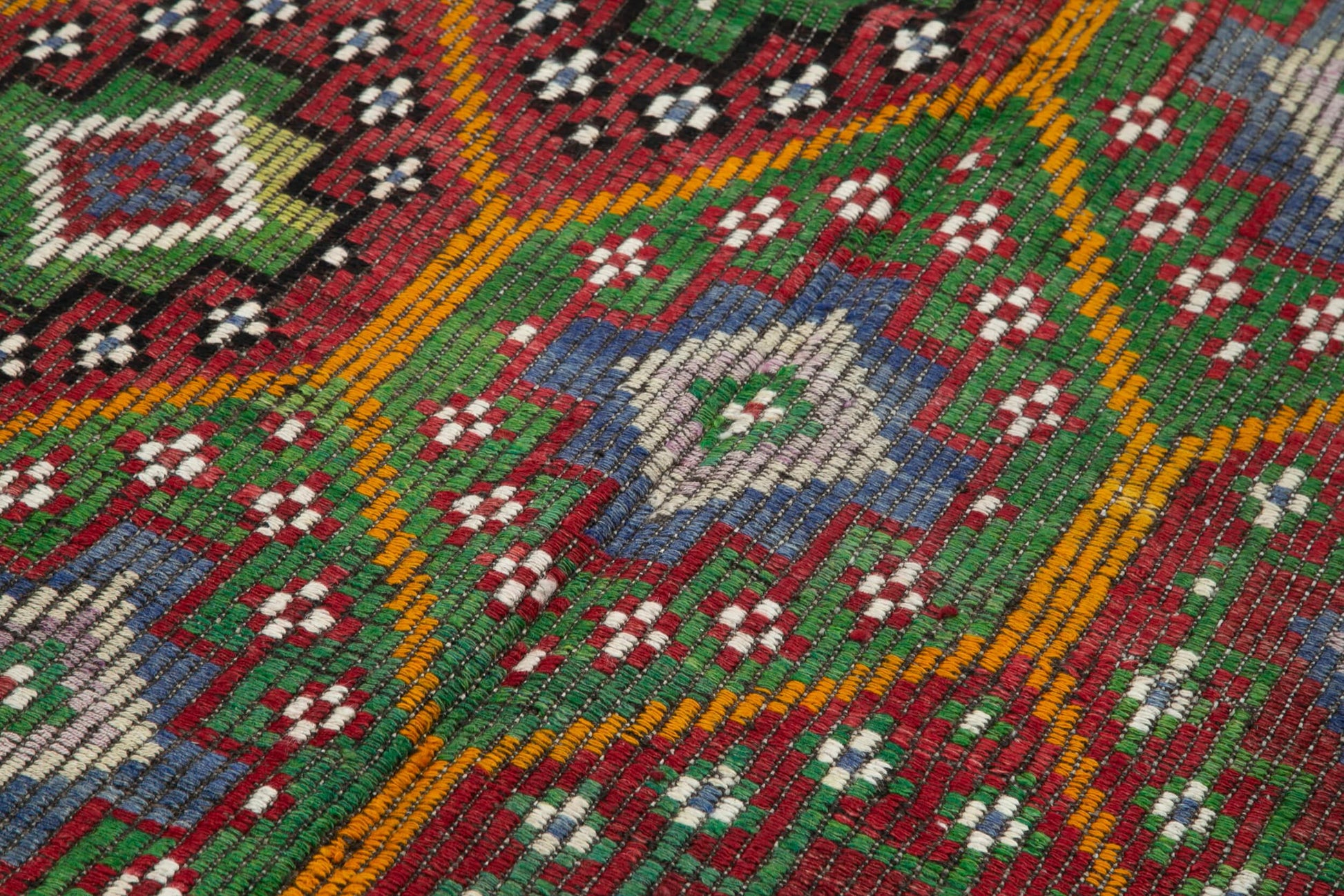 Geometric Kilim Beyaz Geometrik Keçi Tüyü El Dokuma Halısı 163x299 Agacan