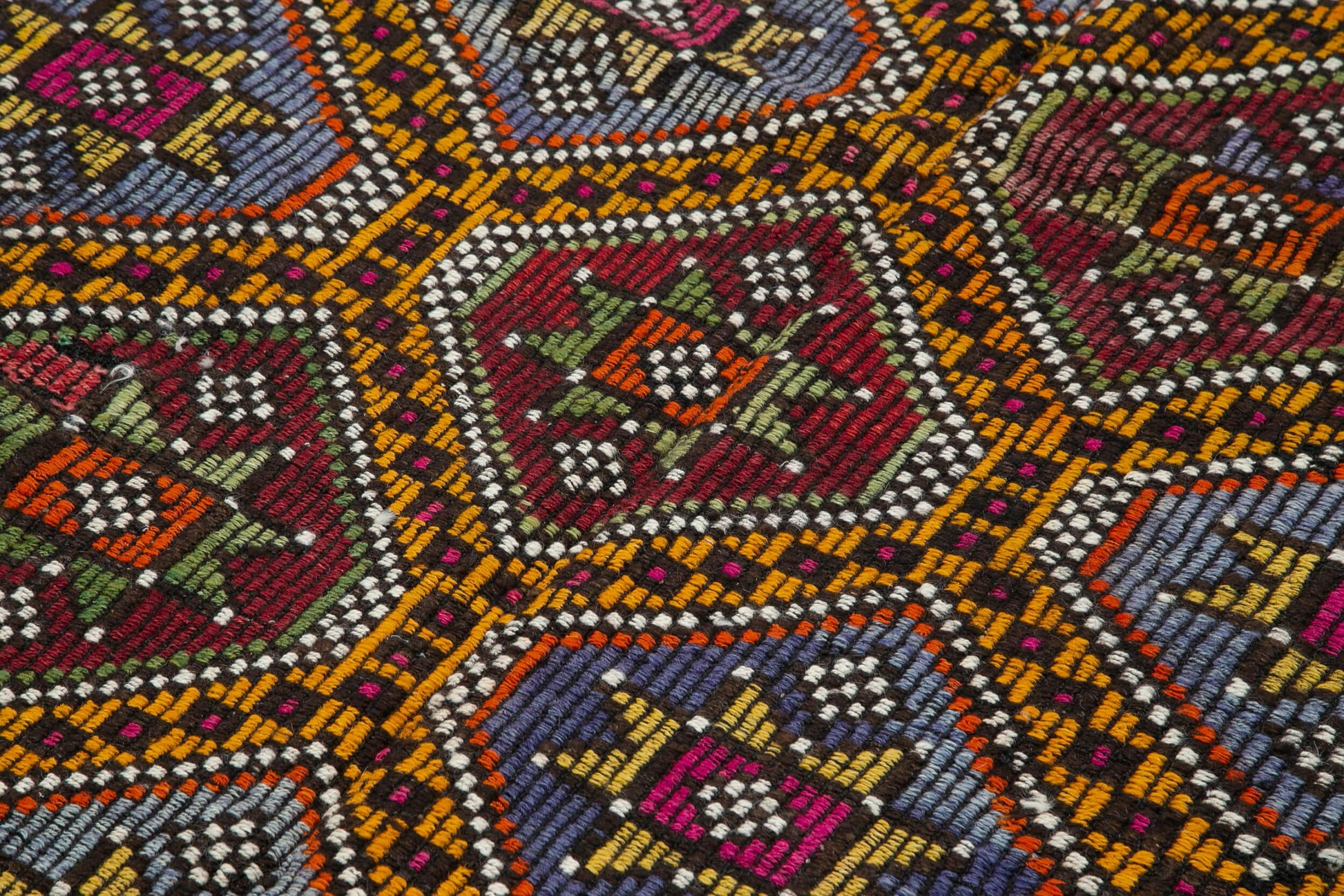 Geometric Kilim Beyaz Geometrik Keçi Tüyü El Dokuma Halısı 170x273 Agacan