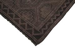 Geometric Kilim Kahverengi Geometrik Keçi Tüyü El Dokuma Halısı 193x270 Agacan