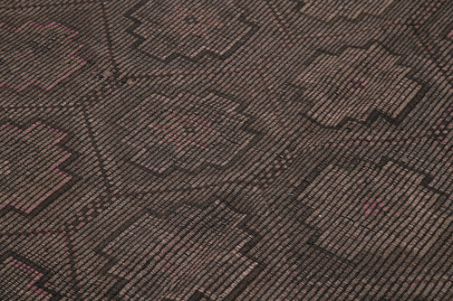 Geometric Kilim Kahverengi Geometrik Keçi Tüyü El Dokuma Halısı 193x270 Agacan