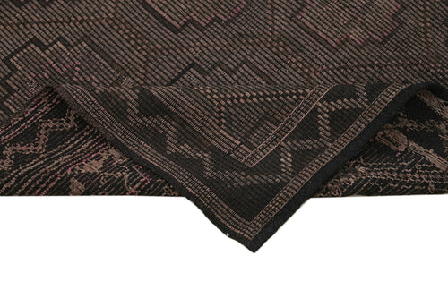 Geometric Kilim Kahverengi Geometrik Keçi Tüyü El Dokuma Halısı 193x270 Agacan
