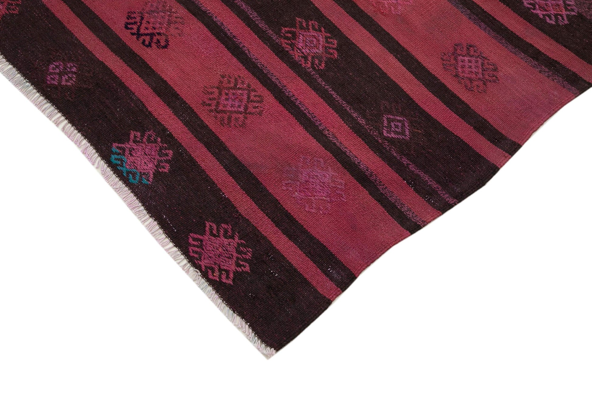 Geometric Kilim Kırmızı Geometrik Keçi Tüyü El Dokuma Halısı 190x313 Agacan