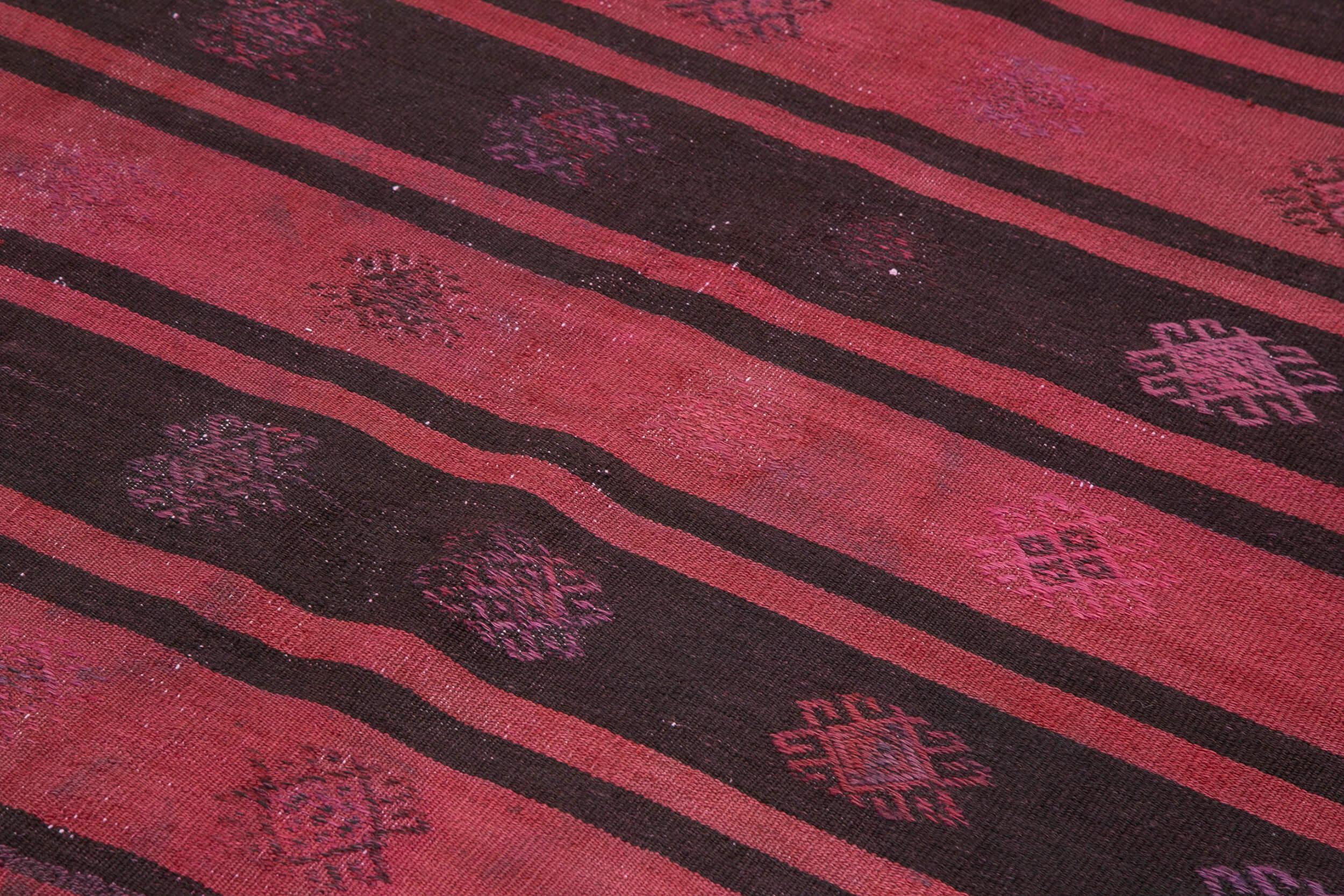 Geometric Kilim Kırmızı Geometrik Keçi Tüyü El Dokuma Halısı 190x313 Agacan