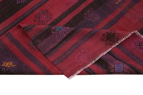 Geometric Kilim Kırmızı Geometrik Keçi Tüyü El Dokuma Halısı 190x313 Agacan