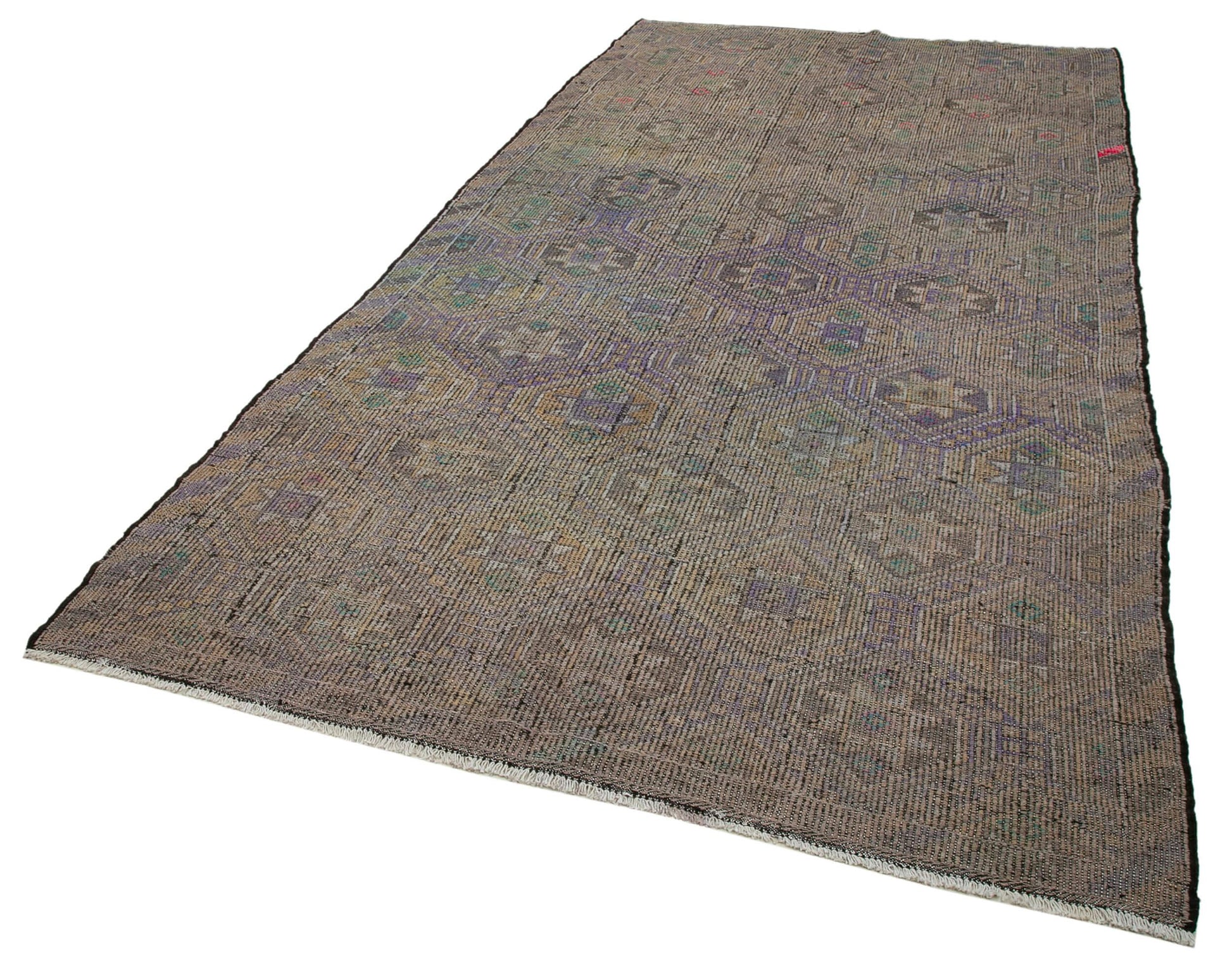 Geometric Kilim Bej Geometrik Keçi Tüyü El Dokuma Halısı 184x350 Agacan