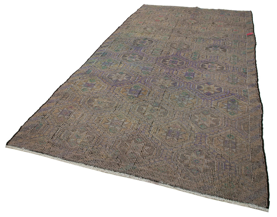 Geometric Kilim Bej Geometrik Keçi Tüyü El Dokuma Halısı 184x350 Agacan