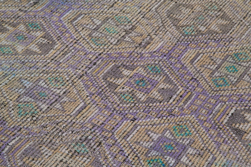 Geometric Kilim Bej Geometrik Keçi Tüyü El Dokuma Halısı 184x350 Agacan