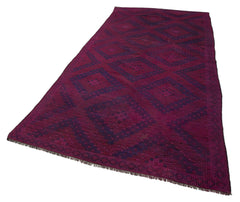 Geometric Kilim Mor Geometrik Keçi Tüyü El Dokuma Halısı 160x325 Agacan