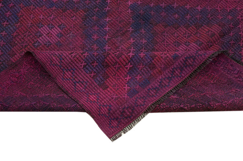 Geometric Kilim Mor Geometrik Keçi Tüyü El Dokuma Halısı 160x325 Agacan