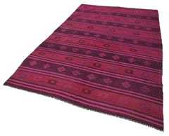 Geometric Kilim Pembe Geometrik Keçi Tüyü El Dokuma Halısı 175x275 Agacan