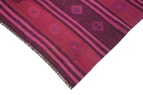 Geometric Kilim Pembe Geometrik Keçi Tüyü El Dokuma Halısı 175x275 Agacan
