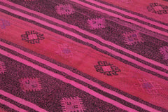 Geometric Kilim Pembe Geometrik Keçi Tüyü El Dokuma Halısı 175x275 Agacan