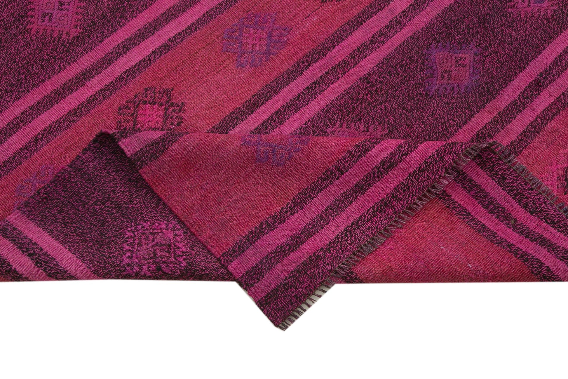 Geometric Kilim Pembe Geometrik Keçi Tüyü El Dokuma Halısı 175x275 Agacan