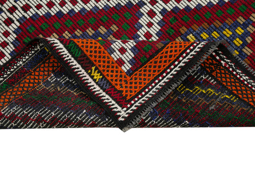 Geometric Kilim Beyaz Geometrik Keçi Tüyü El Dokuma Halısı 190x369 Agacan