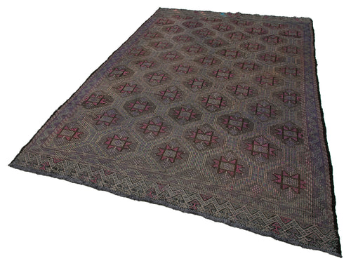 Geometric Kilim Beyaz Geometrik Keçi Tüyü El Dokuma Halısı 190x307 Agacan
