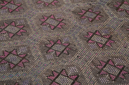 Geometric Kilim Beyaz Geometrik Keçi Tüyü El Dokuma Halısı 190x307 Agacan