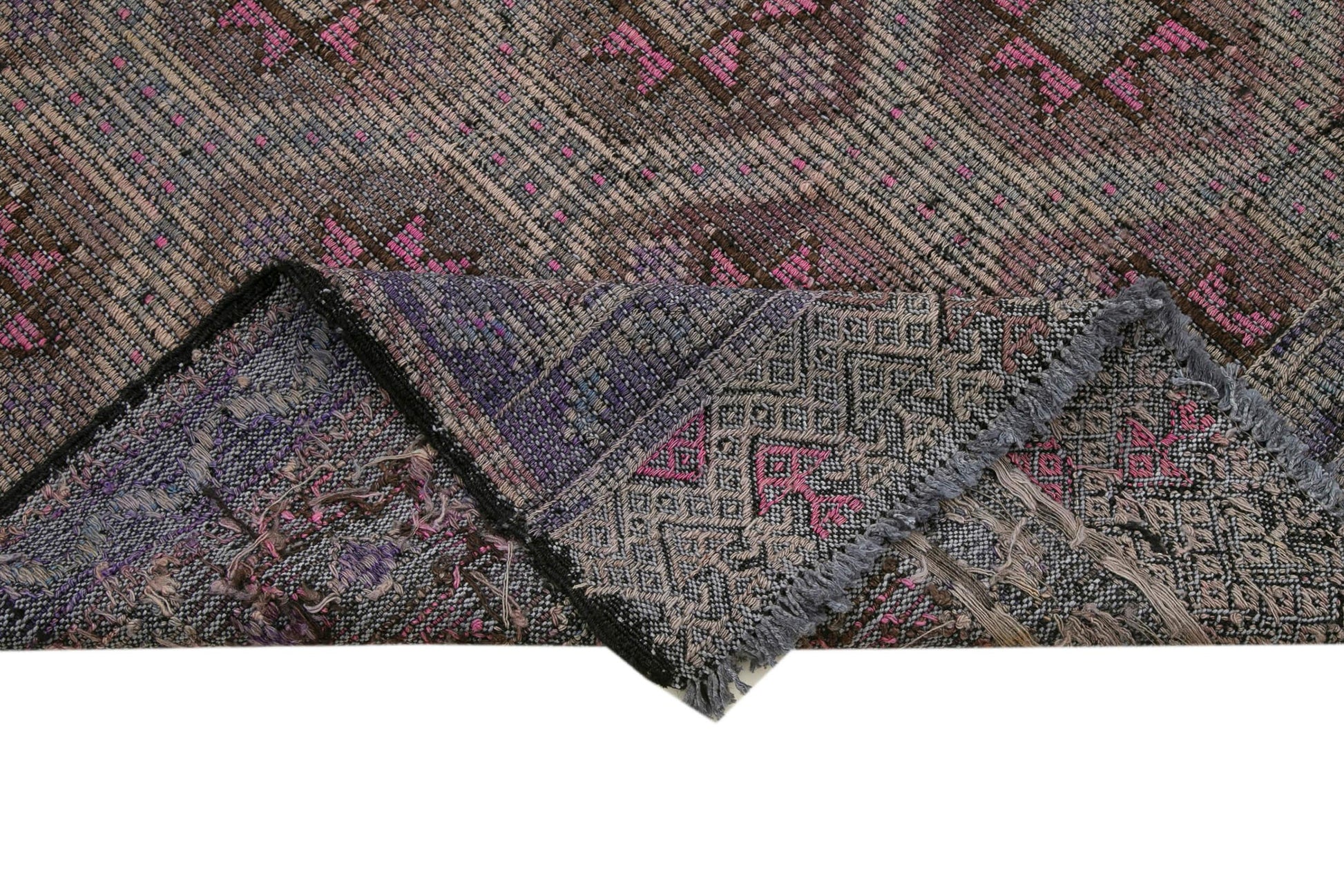 Geometric Kilim Beyaz Geometrik Keçi Tüyü El Dokuma Halısı 190x307 Agacan